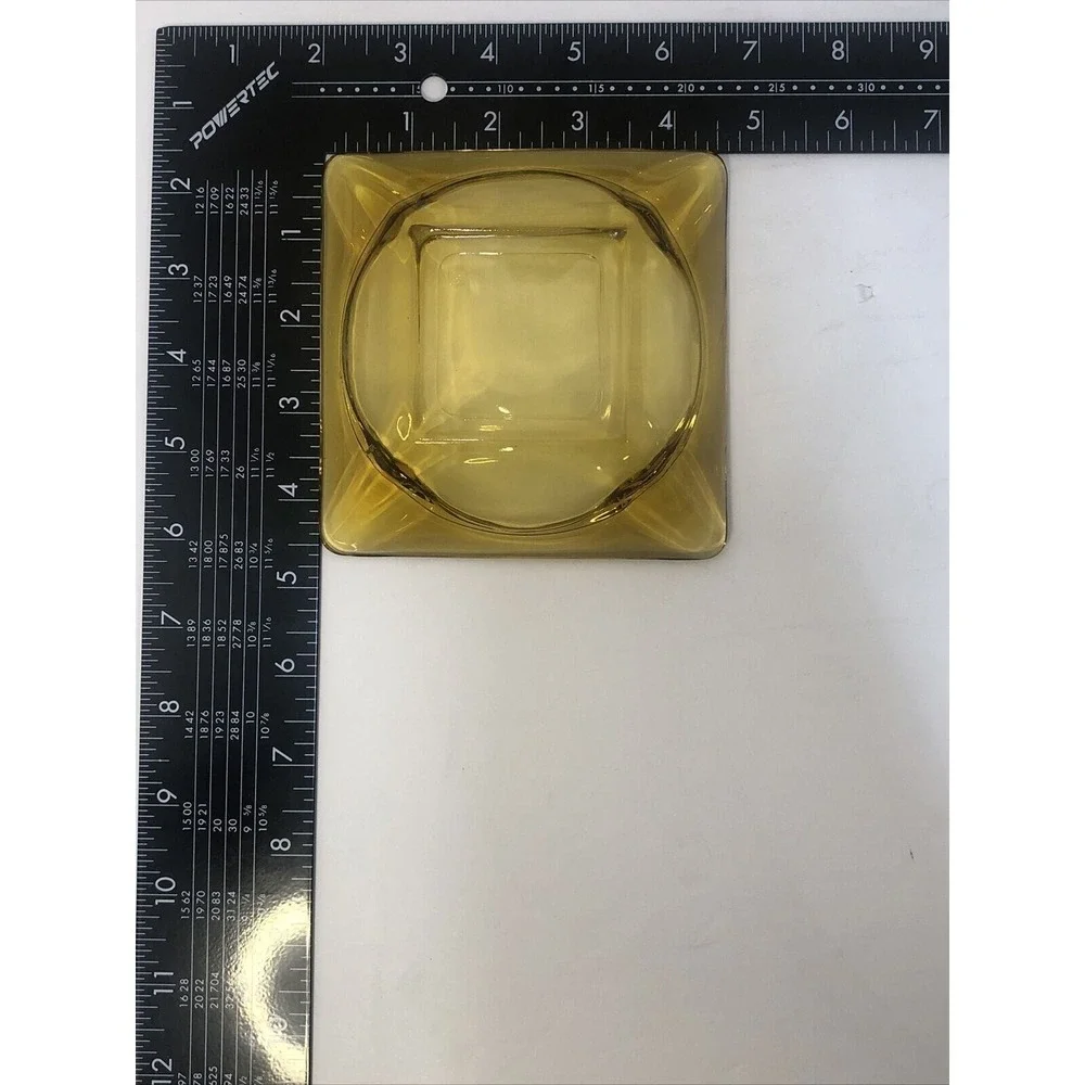 Ashtray Glass‎ Cigar Cigarette Anchor Hocking Amber Yellow 4 Slot 4.75